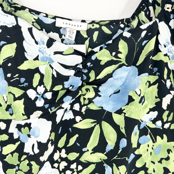 NWT Topshop Floral Mini Tea Dress with Puff Sleeves - Picture 4 of 8